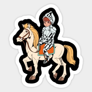 Boy in armor riding horse - knight Sticker